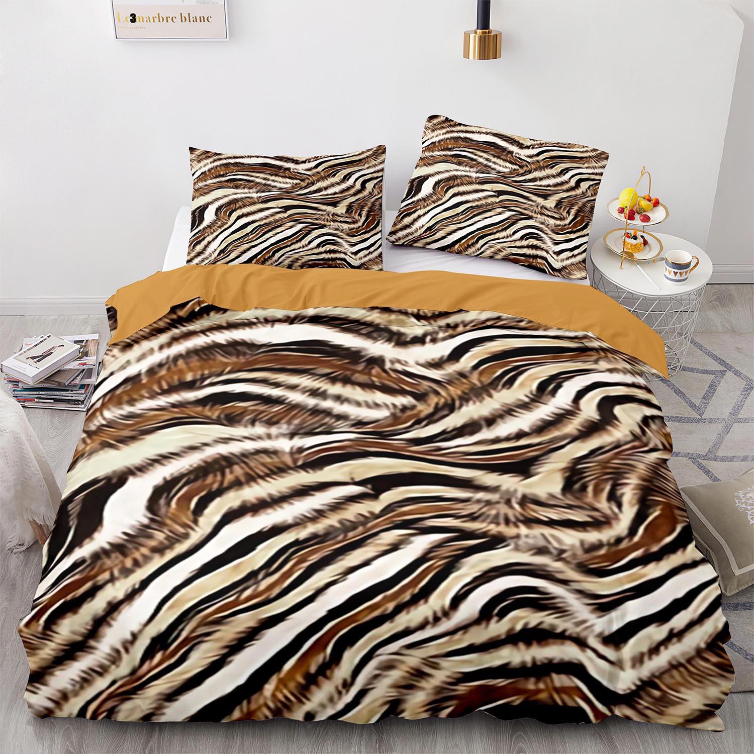 

Home Textile Tiger Skin Quilt Cover Digital Printing Three-Piece Set 3D 140*210cm