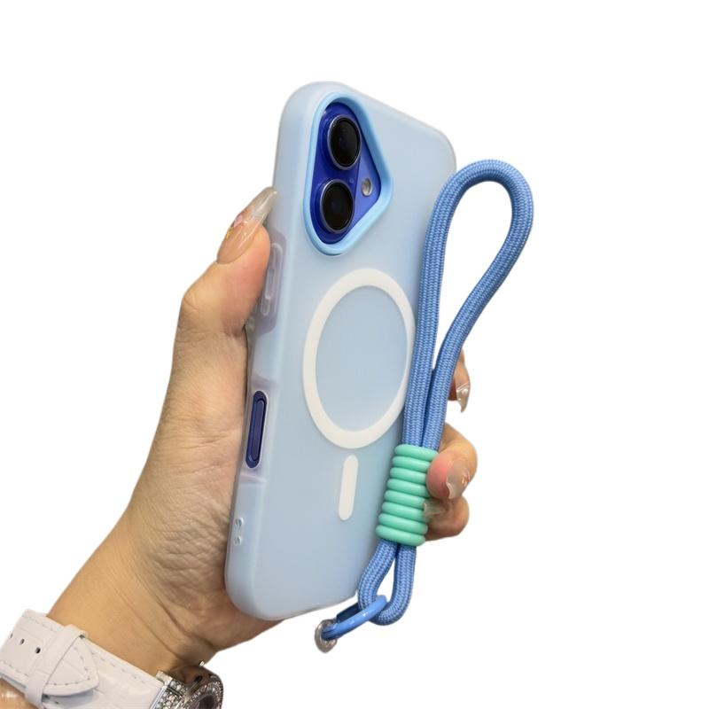 New 3 IN1 With Lanyard For Magsafe Case for iPhone 17 16e 16 15 14 Plus 13 11 12 Pro Max Magnetic Wireless Charge  Matte Cover