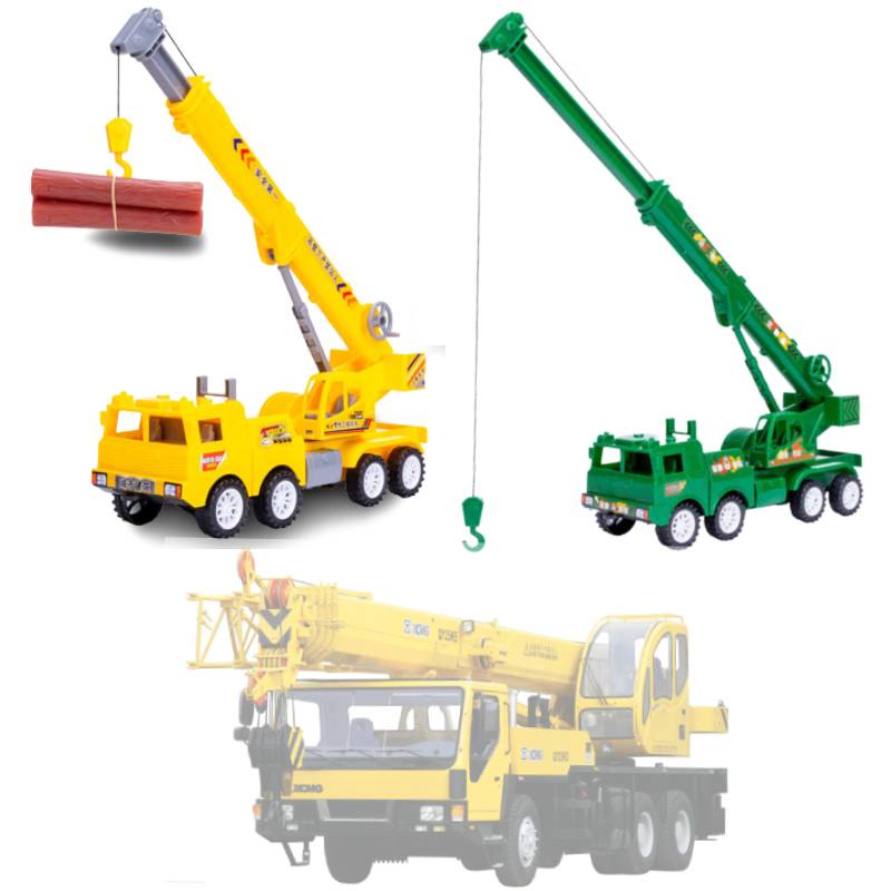 Toy Construction Crane Large Size Inertia Driven Plastic Vehicle Model Kids Gift