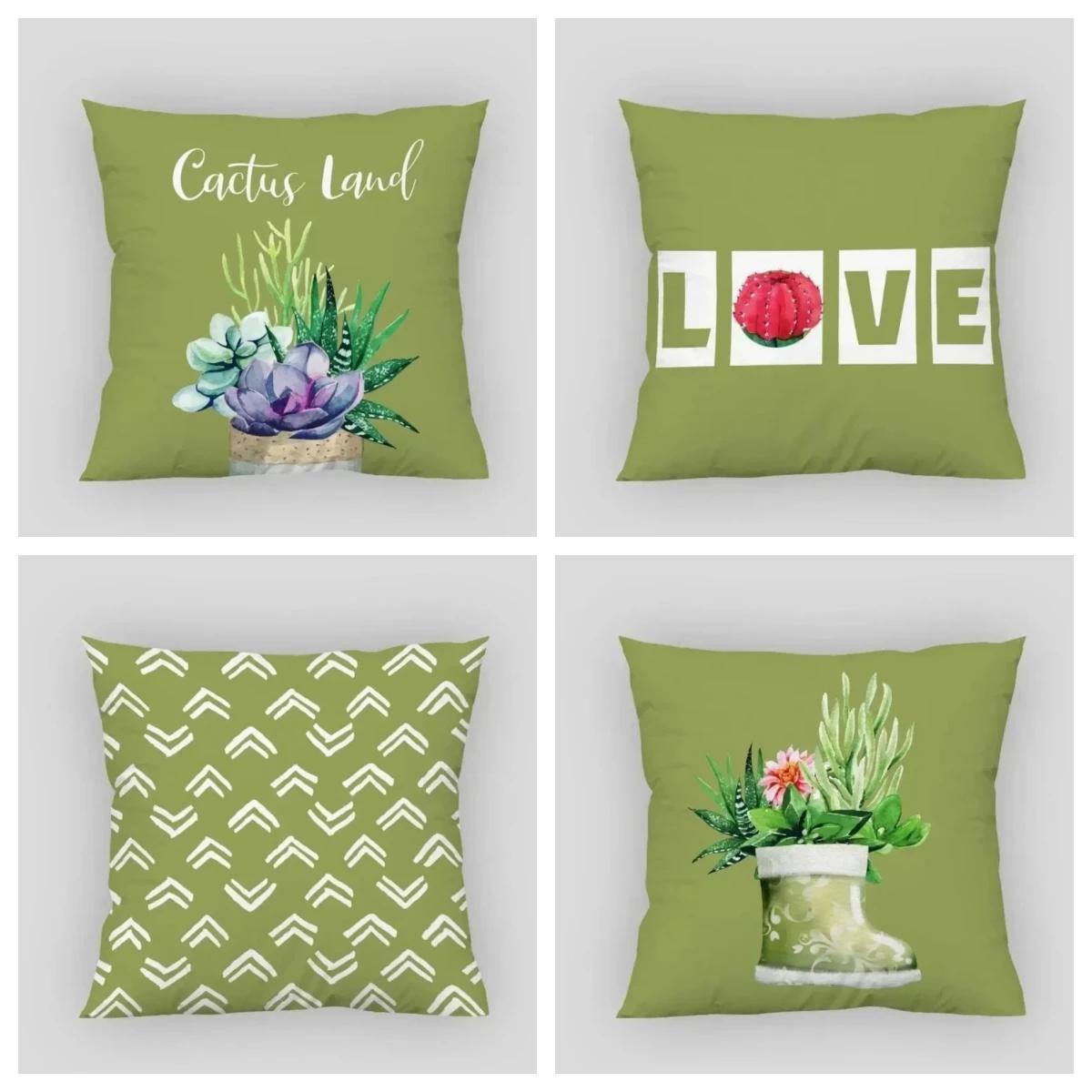 

- Home Decoration Green Printed Pillow Case Bedroom Room Office Chair Living Room Sofa Cushion Cover x xInch 66x66cm