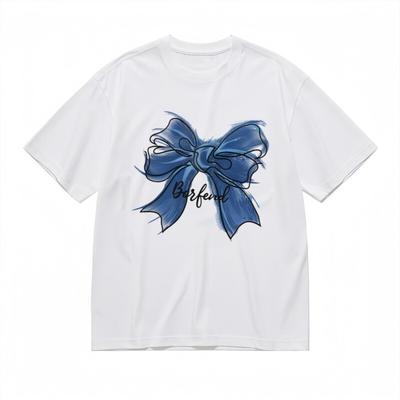 Damen Atmungsaktives Bequemes Klassisches T-Shirt Handgezeichnetes Schleifendesign T-Shirt