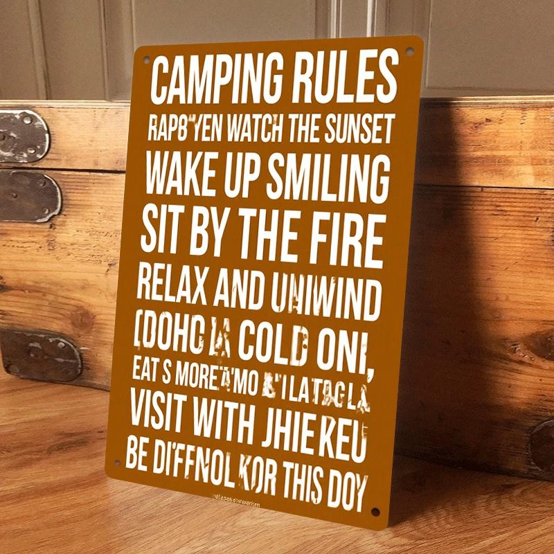 

1 item: Retro camping rules tinplate painting, outdoor enthusiast home decoration, campfire-themed wall decoration, suitable for (as the picture,20x30cm)