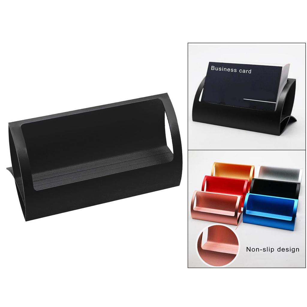 Stylish Aluminum Alloy Desktop Q Shape Business Card Holder for Tradeshows
