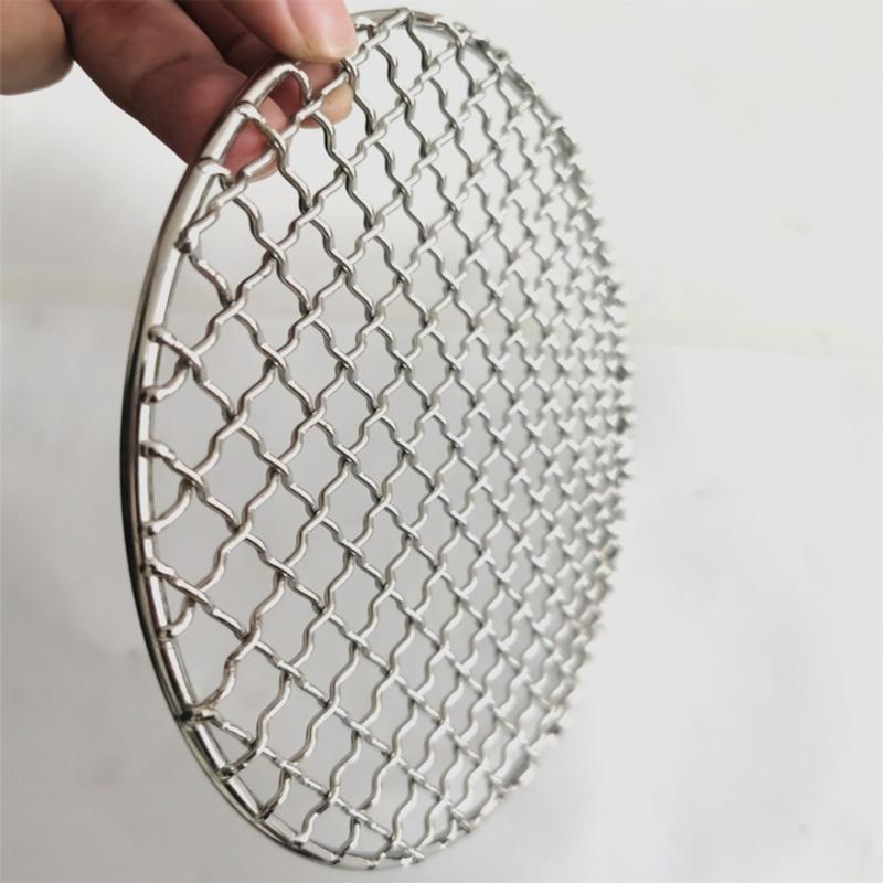 Multi-sizes Round Barbecue Camping Pot Rack Stainless Steel Grill Grate Mesh Pad Firewood Bushcraft- Grill for Outdoor