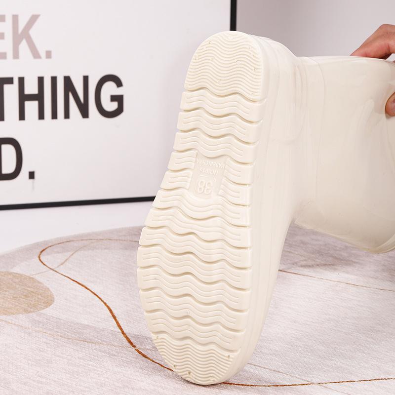 Water Shoes Rain Shoes Women's Long Tube Fashion High Tube Rain Boots Thick Sole Non-slip Waterproof Wear-resistant Overshoes Outdoor