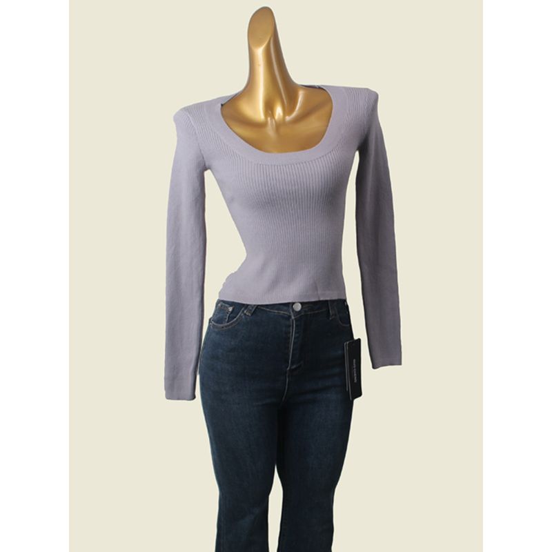 2024u Collar Sweater Women's Winter Long Sleeve Inner Thread Inner Match Sexy Silm Bottoming Shirt