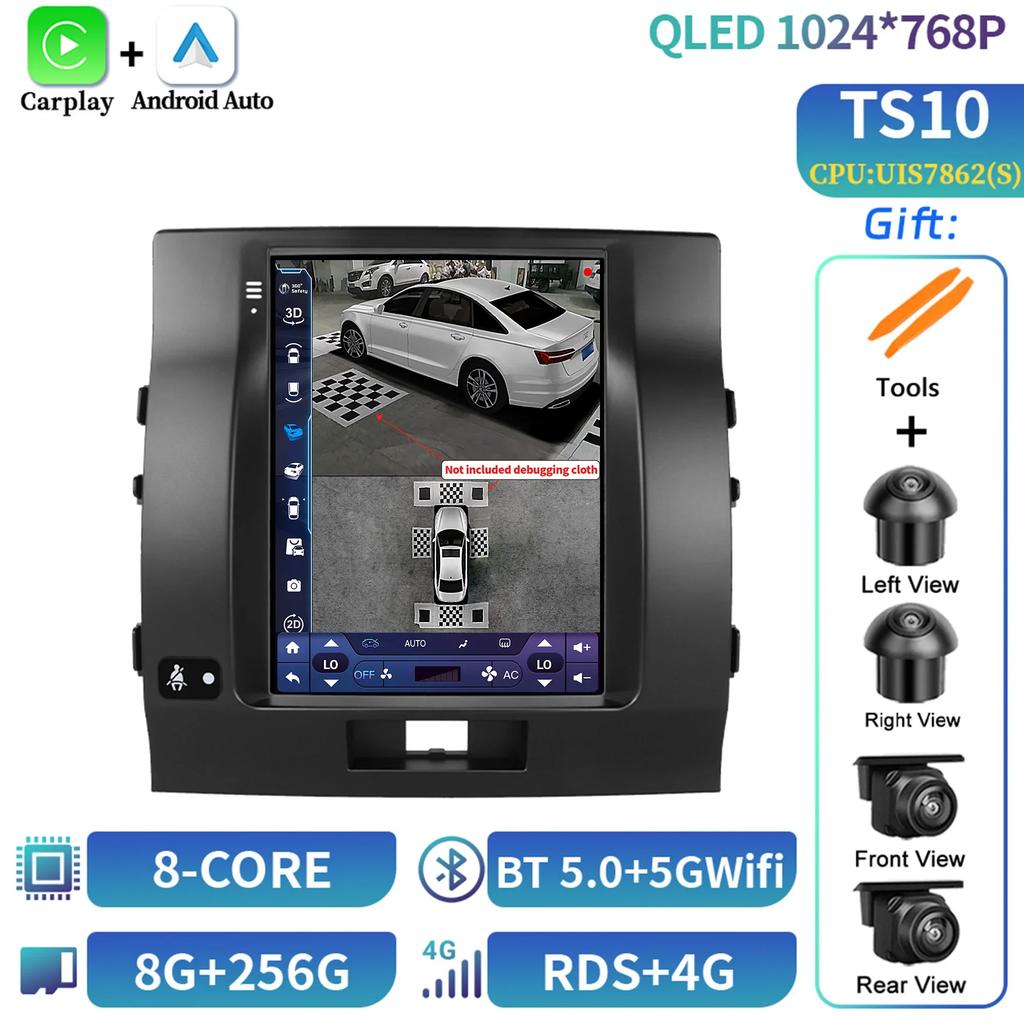 9.7inch Android 14 For Toyota Land Cruiser 2007-2015 Car Radio Multimedia Wireless Carplay Navigation 4G GPS Screen Stereo GPS