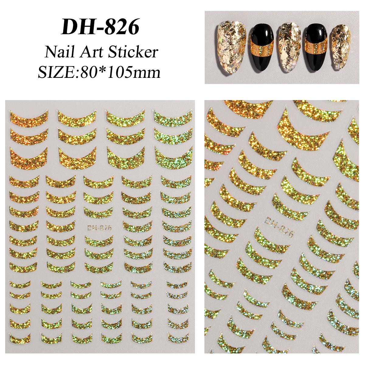 

Self-Adhesive Gold & Silver Foil French Nail Stickers in Trendy DH Style