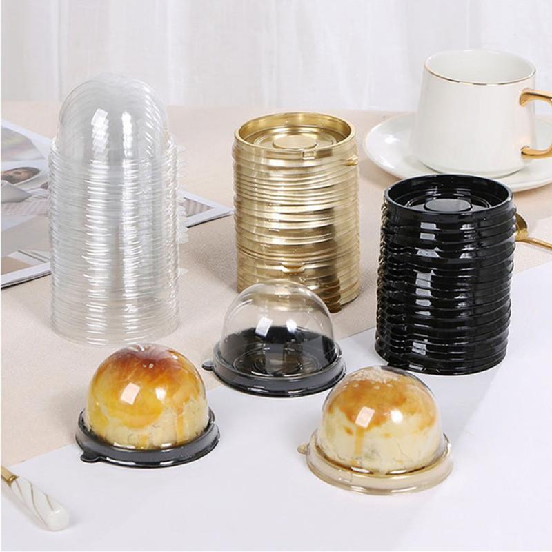 50Pcs/lot 50/80/100g Plastic Squre Round Mooncake Packaging Boxes Egg Yolk Pastry Baked Dessert Gift Box