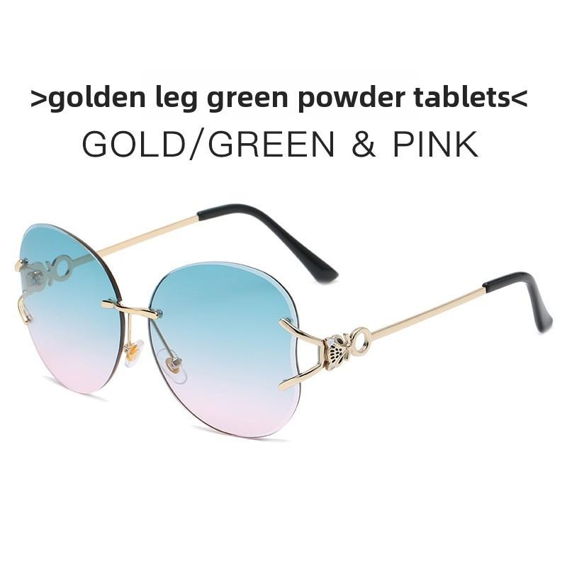 Unframed Fox Head Sunglasses Pink Gradient Uv400 Fashion Eyewear For Travel And Parties