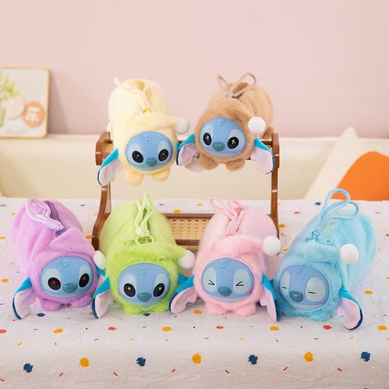 New Vinyl Stitch ugly cute Doll Pencil Case Stitch Funny Cartoon Large-Capacity Student Backpack Kindergarten Bag Child Gift