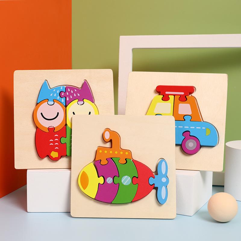 Wooden 3D Three-Dimensional Puzzle Children'S Educational Toys Infant Montessori Early Education Intellectual Development Puzzle Board