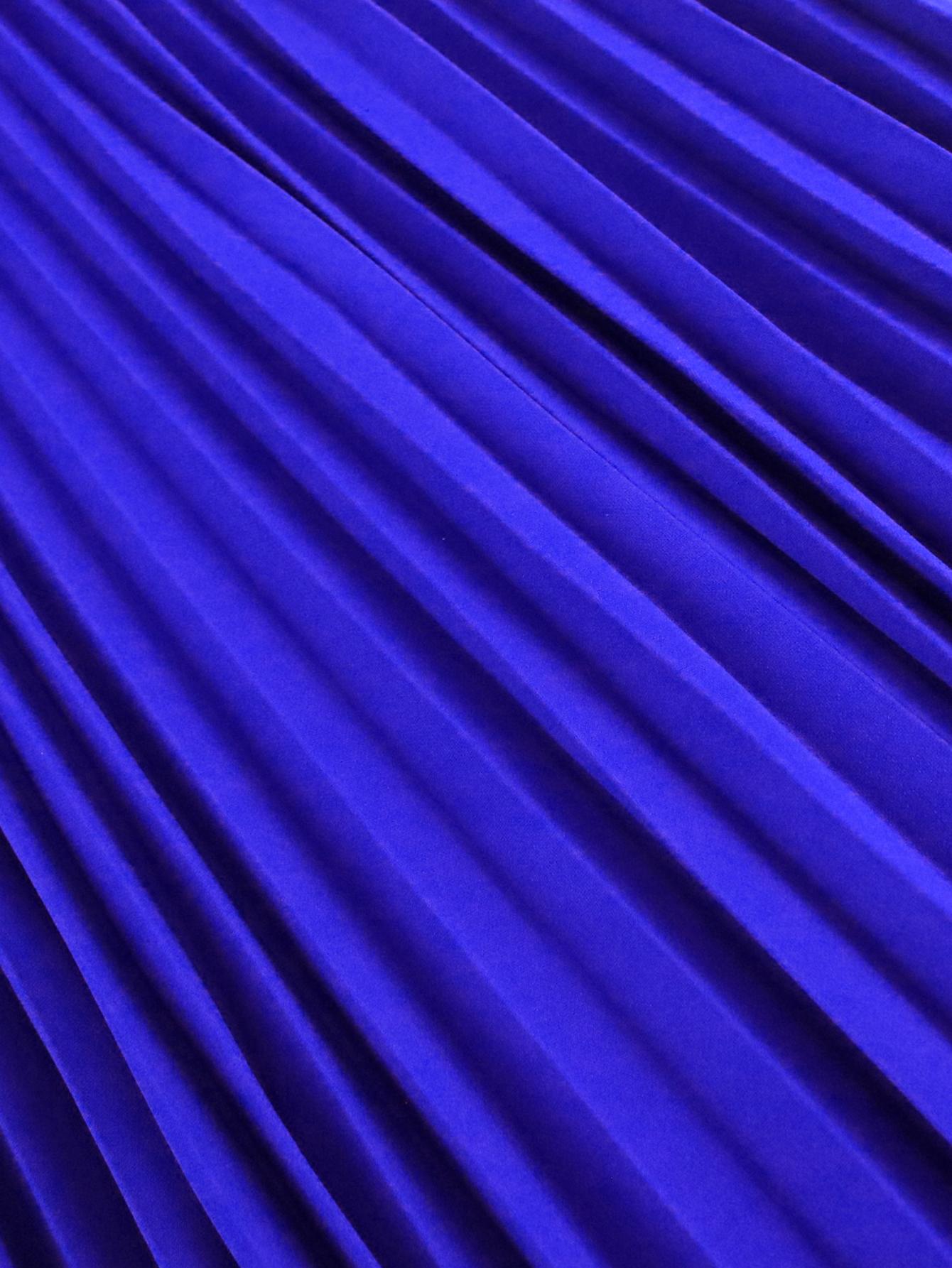 AOMEI элегантные синие длинные платья вечерние скромные плиссированные трапециевидные — фото 7