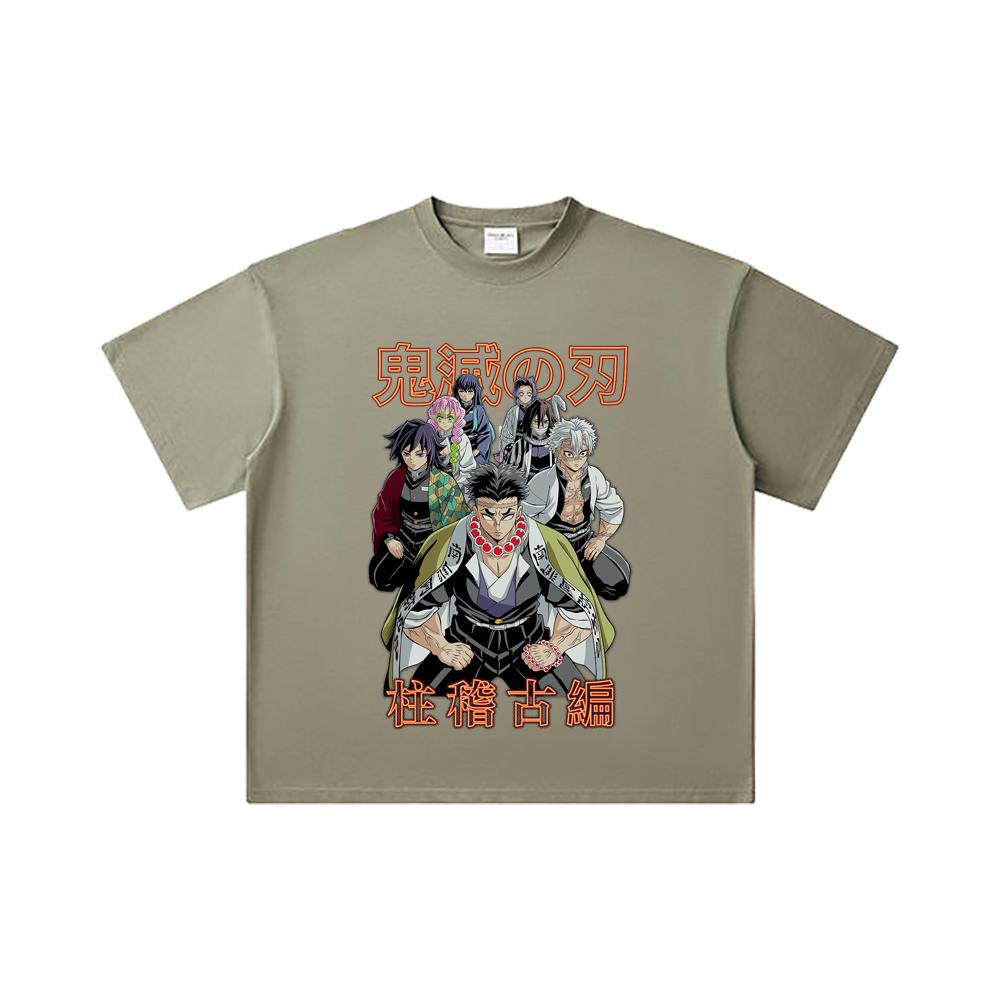 260 GSM Double Yarn 32 Count 100% Cotton Demon Slayer V22 Hashiras Print Unisex Heavy Cotton T Shirt