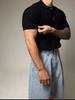 Men's Summer Honeycomb Texture Knitted Polo Shirt with Turn-Down Collar - Breathable Casual Short Sleeve Top