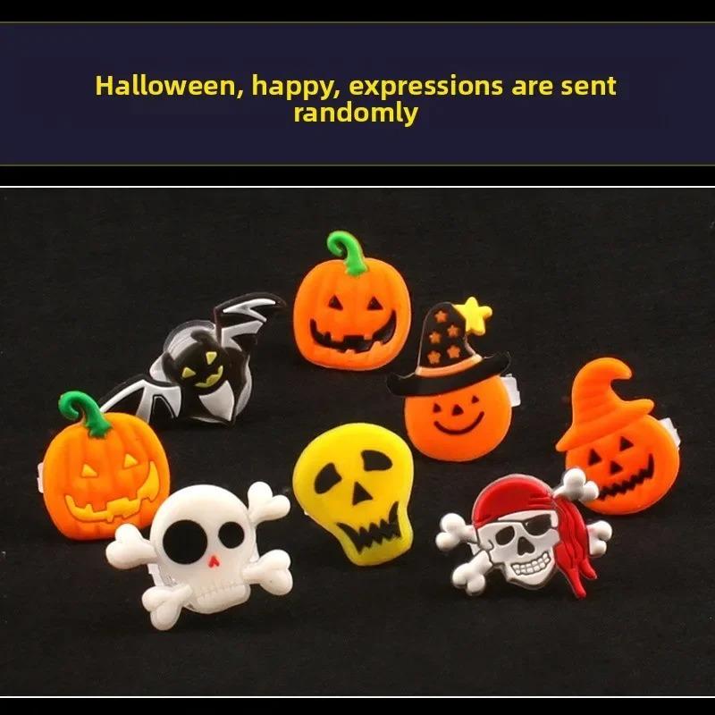 50PCS Halloween LED Light Up Rings Glow in The Dark Flashing Party Favor Toys for Kids Trick or Treat Gift Ring Set Decoration