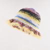 New Style Fashion Retro Colorful Striped Oil Painting Style Ruffled Fisherman Hat for Women In Autumn and Winter Warm Knitted Pot Hat Trend
