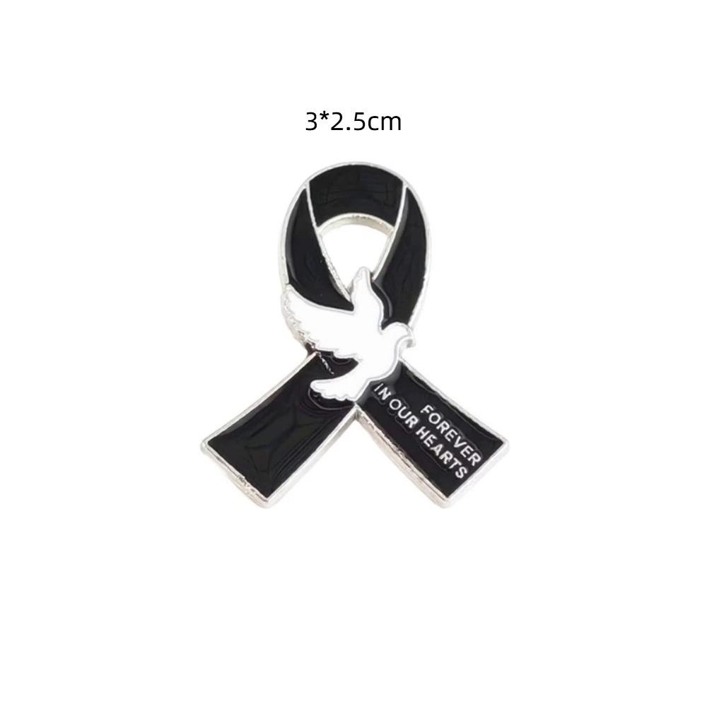 

Рак Меланома Значок с Черной Лентой Рак Кожи Брошь с Черным Бантом Значок Памяти Брошь Женщины Мужчины Black Bird Letter