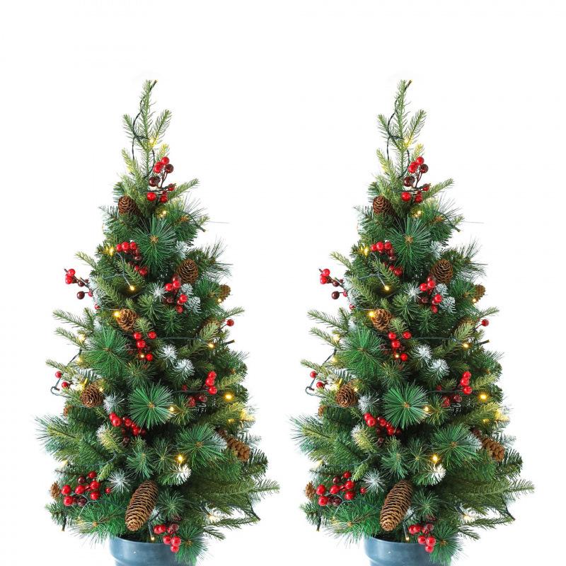 2025 Eco-friendly 90CM Potted Christmas Tree with Ornaments for Home Decoration