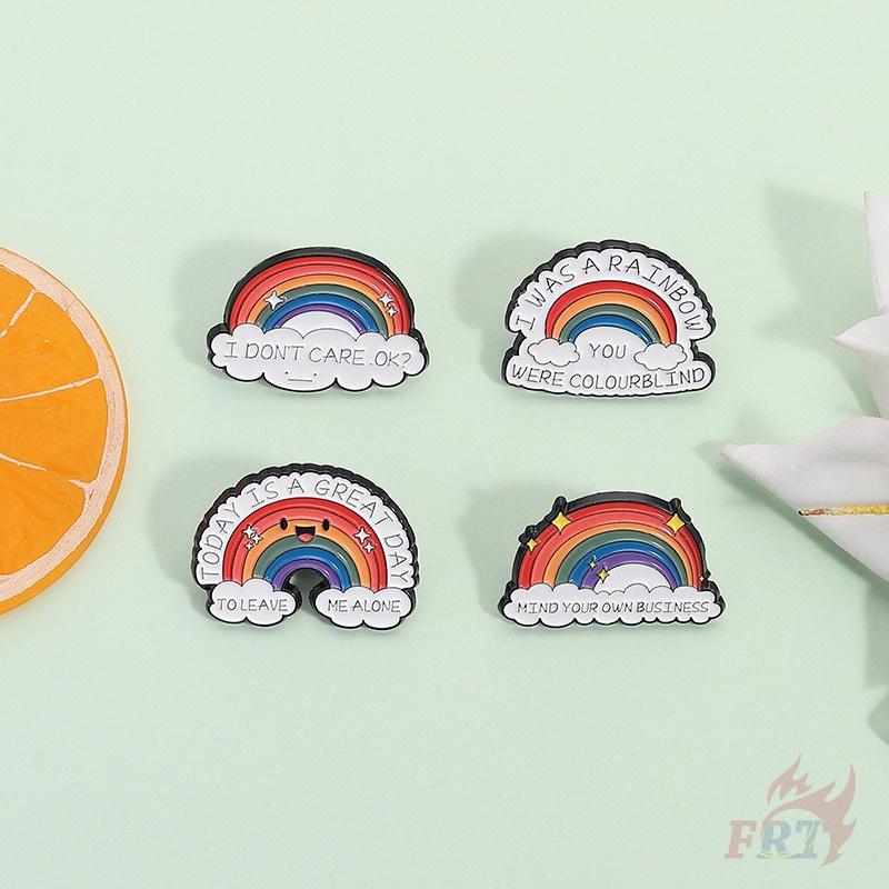 4Pcs/Set Healing Rainbow Slangs Brooches - Doodle Enamel Backpack Button Pins Badges