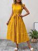 Women's summer new fashion fungus edge flying sleeves lace-up textured dress