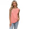 Damen Frühling/Sommer Einfarbig U-Ausschnitt Plissee Weste T-Shirt