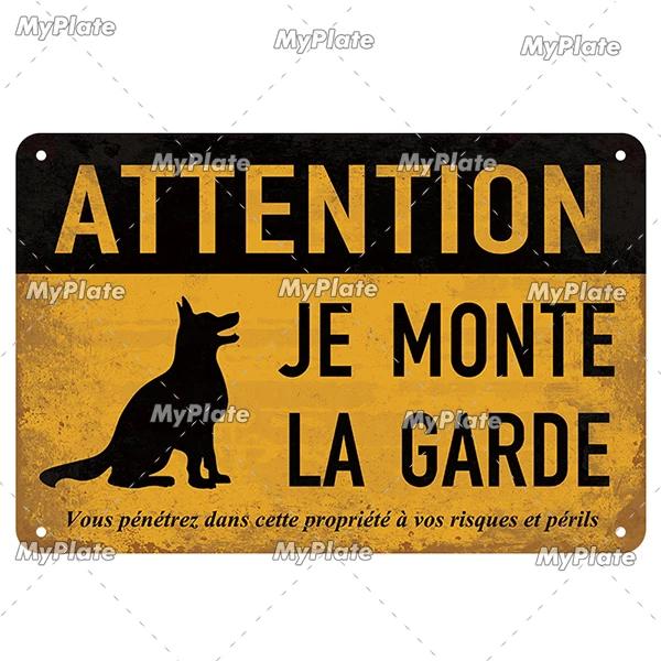 [MaPalte] Vintage French Warning Sign Metal Sign Tin Sign Decoration Plaque Home Wall Door Decor Bar Sign Home Plate Poster