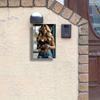 Hisun Tin Sign HD Metal Tin Sign Fitness Blonde Model with Headphones Urban Sporty Portrait Wall Art Decor