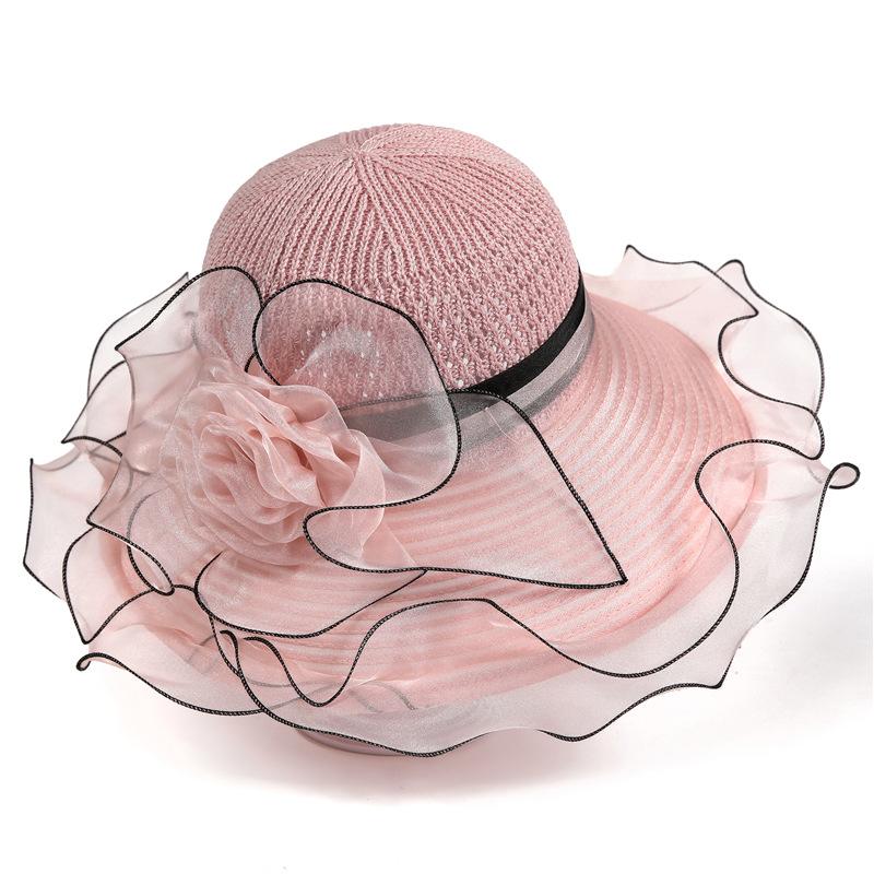 Summer New Hat Ladies Sunscreen Hat Elegant Mother High Sense Sunshade Top Hat Breathable Organza Bucket Hat