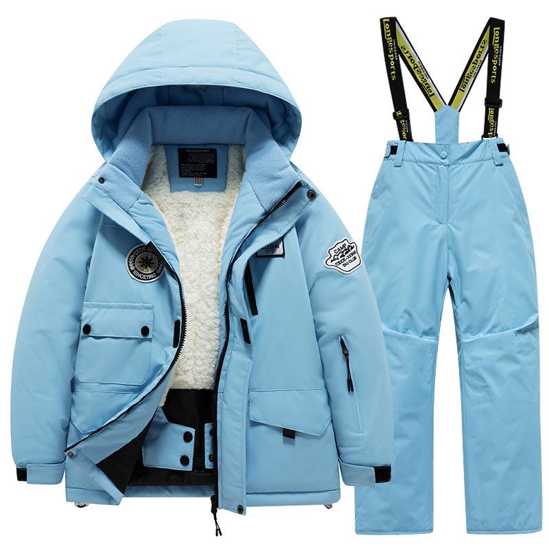 Children's Winter Ski Suit: Thick Fleece, Waterproof, Windproof, for Boys & Girls, Medium & Large Sizes