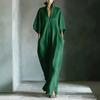 Luxuriöses Elegantes Hoher Stehkragen Tiefes V Maxikleid Fledermausärmel Strukturierter Stoff Lockerer Schnitt mit Taschen Seitenschlitz Büro Party Frühling Sommer Kleidung