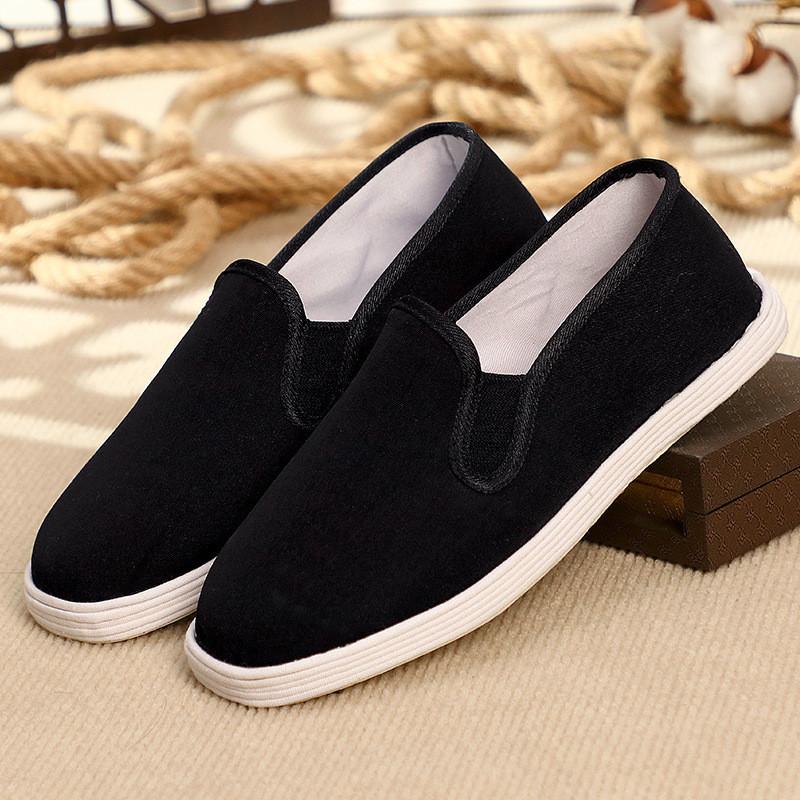 Pantofi de primăvară și toamnă pentru bărbați pantofi de pânză vechi Beijing pantofi pentru bărbați cu talpă de tendon de vită respirabili pantofi casual respirabili de pânză neagră pantofi simpli