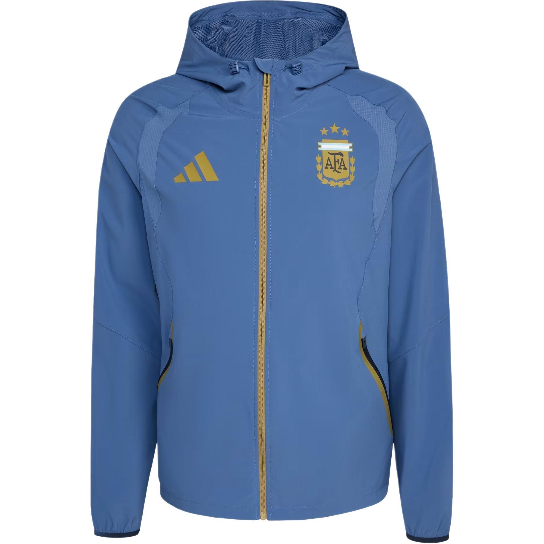 adidas Argentina Tiro Travel Full Zip Windbreaker  Crew Blue  Men s JZ6313 S