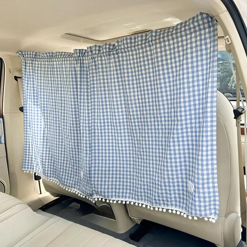 Car Curtains Summer Car Front Rear Partition Curtain -Cute Cartoon Bear Window Shade Privacy Sunscreen Heat Insulation Accessory