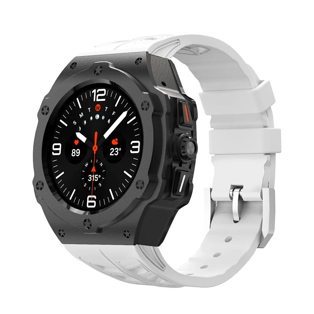 Kit de Modificação de Metal de Luxo para Samsung Galaxy Watch Ultra 47mm Caixa de Carbono Pulseira de Borracha Acessório DIY para Galaxy Watch 7 Ultra