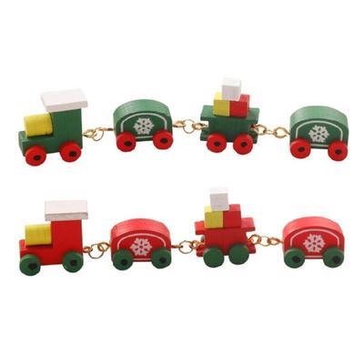 Snowflake Pattern Miniature Wood Train Set Classical Doll House Decoration Kids Pretend Play Toy 1:12 Doll House Accessory
