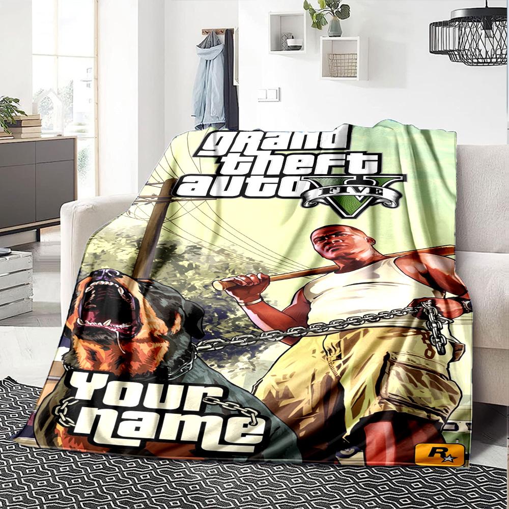 Grand Theft Auto Personalized Name Blanket Cozy Personalized Blanket Comfortable Great for Office Nap Office Chair Couch Four Seasons Multipurpose