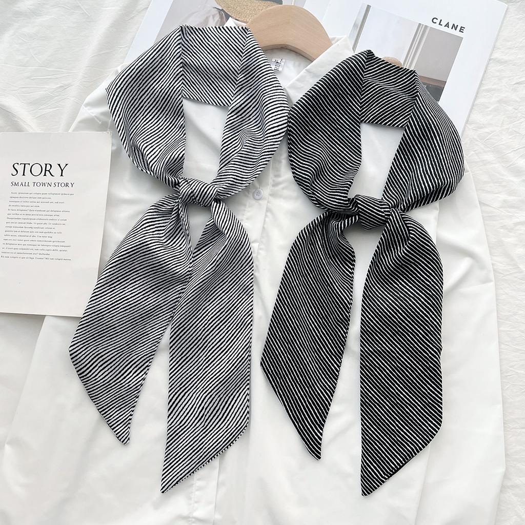 Spring With Professional Shirt Scarf, Foreign Style Decorative Bag, Tied Hair Ribbon, Long Silk Scarf