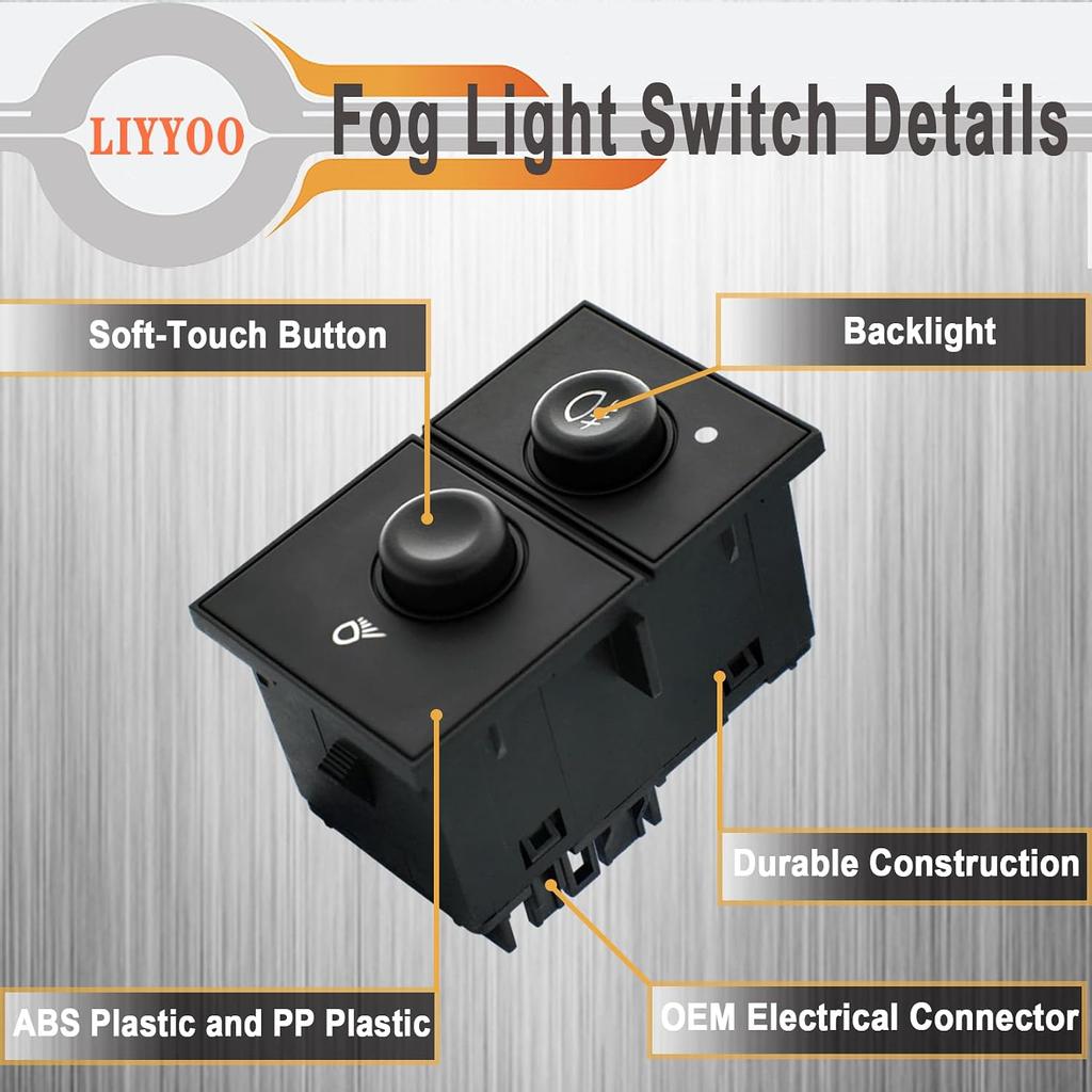 Fog Light Switch, 15143597 Fog Lamp Switch for 03-07 Chevy Silverado 1500 2500 3500 GMC Sierra 1500 2500 3500 Escalade, Yukon XL1500,Replaces#
