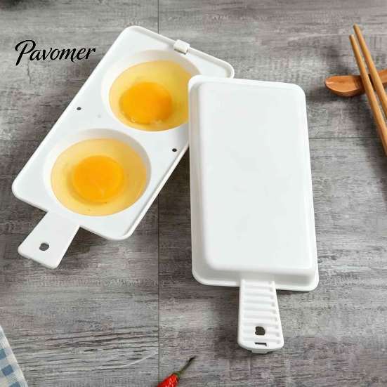 Oil Free Egg Cooker Microwave Poacher, 2‑Cavity Steamer with Lid & Handle, Food Grade Plastic Maker Boiler Mold, Quick Breakfast Kitchen Gadget for