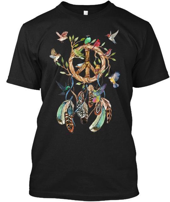 Peace Dreamcatcher Bird T-Shirt Made in the USA Size S to 5XL