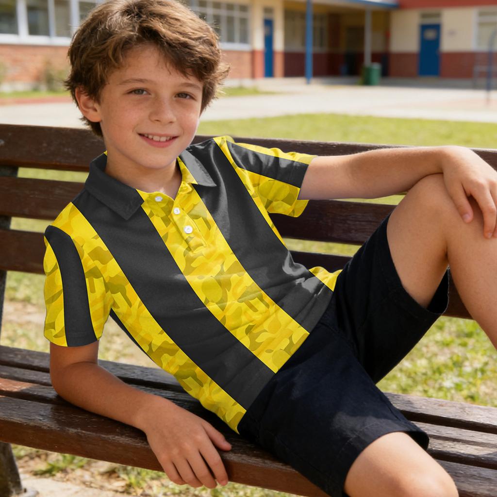 Kids Polo Shirt Quick Dry Short Sleeve Collared T-Shirt Breathable Lightweight School Style Tee for Boys and Girls