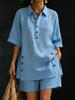 Women's Short-sleeve Shirt & Loose Pants Two-Piece Set - 2026 Autumn/Summer Collection