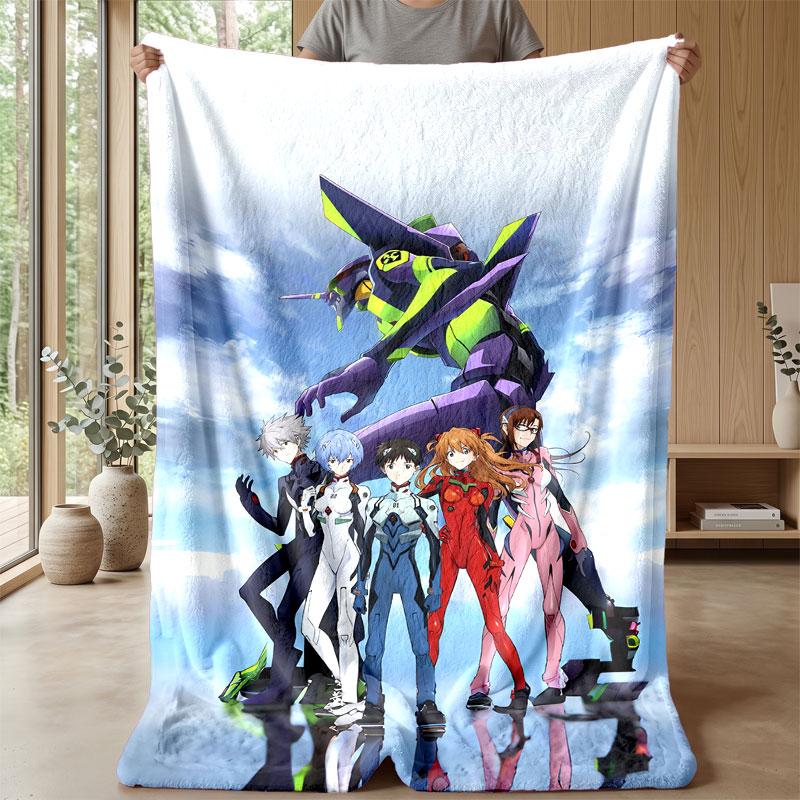 Soft Flannel Blanket Lightweight Cozy Bedroom Living Room CoverNeon Genesis Evangelion