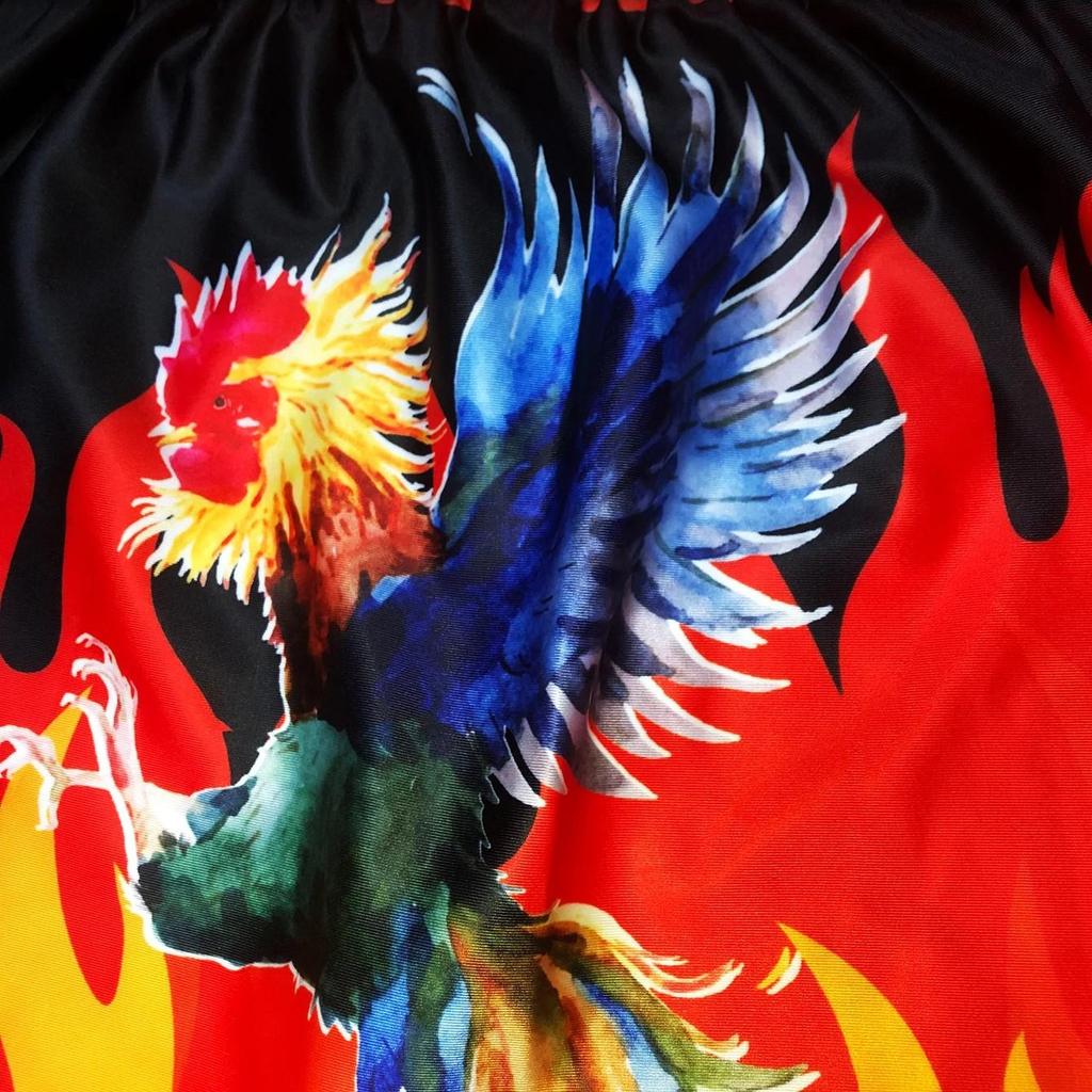 Fire Rooster Muay Thai Kickboxing Boxing MMA UFC Casual Shorts Gym Sport Unisex Men Women Workout Quick Dry Print Elastic High Waist Training