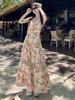 Seaside Chic Floral Spaghetti Strap Maxi Dress