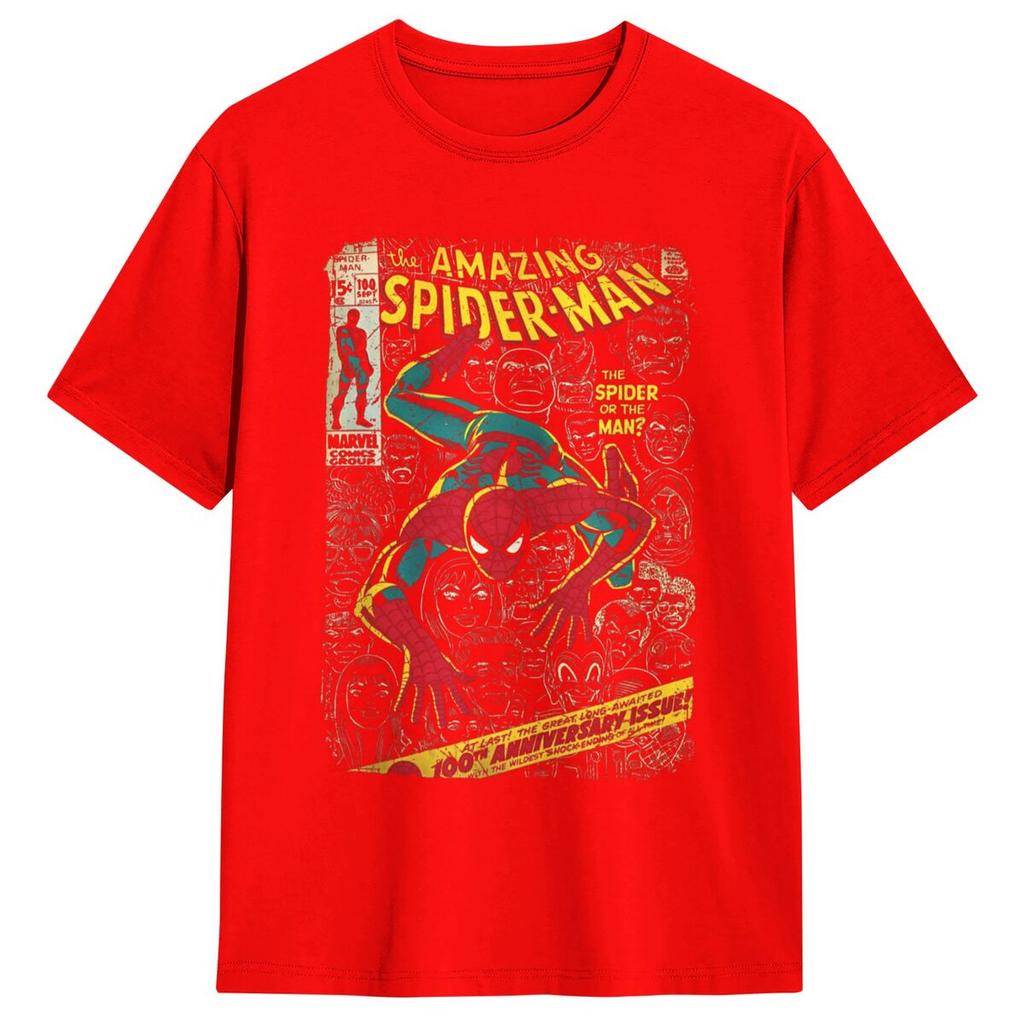 Genuine = Spider-Man Comic Book Anniversary T-Shirt Cotton Jacket Short Sleeve O-Neck T-Shirt Plus SizeJacket