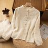 2026 Early Spring Embroidered Cotton Linen Women's Retro Ramie Shirt