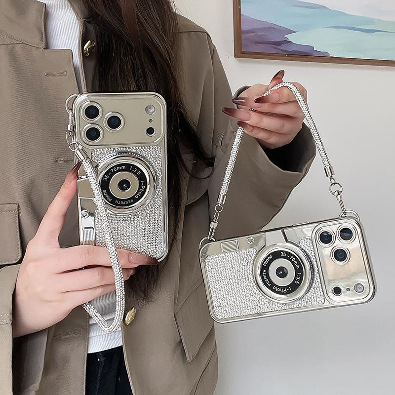 Galvanisierte Strass-Handkamera-Tasche für Apple iPhone 17 Pro Max