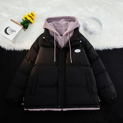 Faux vêtements deux pièces rembourrés en coton pour hommes hiver nouveau épaissi chaud à capuche couples vêtements en coton pour hommes grande taille ample